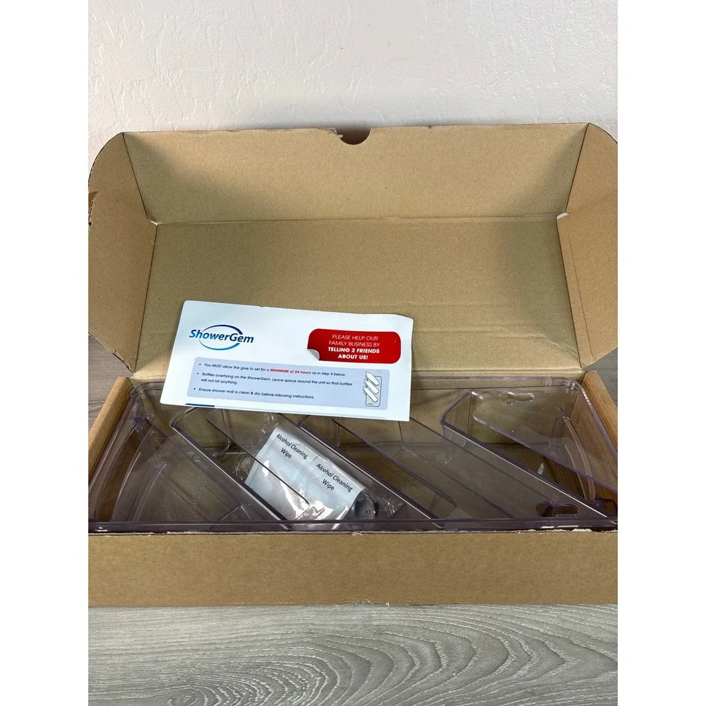 ShowerGem Caddy and Organizer Set of 2 Clear Bathroom Shower Storage Rack New